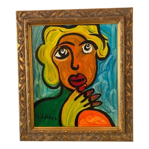 Late 20th Century Figurative Abstract Expressionist Acrylic Painting by Peter Keil, Framed