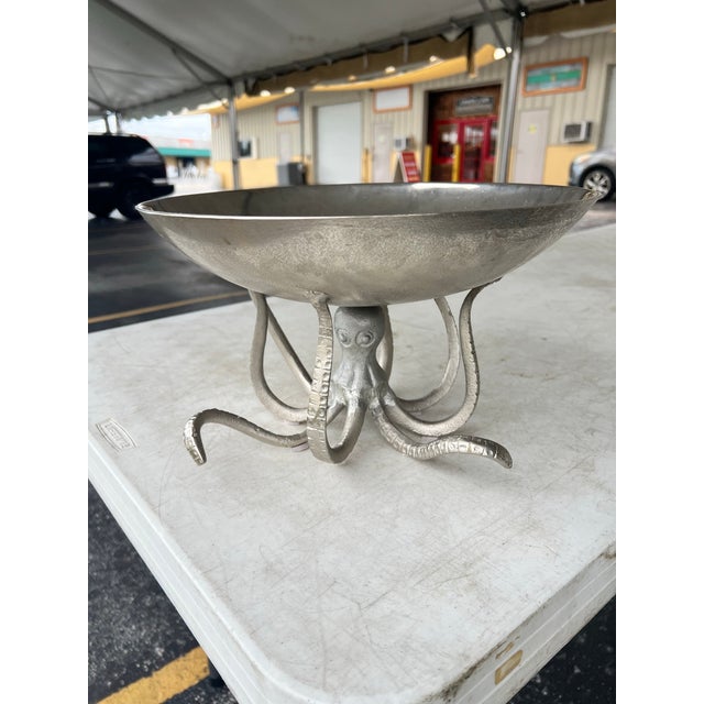 Vintage Silver Octopus Pedestal Serving Bowl For Sale In West Palm - Image 6 of 6