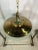 Brass Mid Century Modern Brass and Frosted Glass Flying Saucer Style Chandelier For Sale - Image 8 of 11