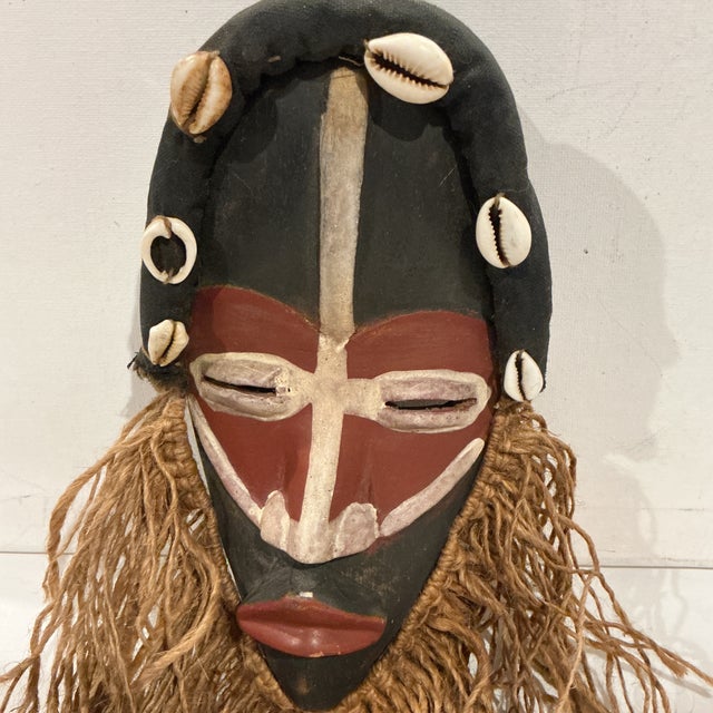 Beautiful Liberian Dan Mask With Cowries and Rope Beard For Sale - Image 4 of 7