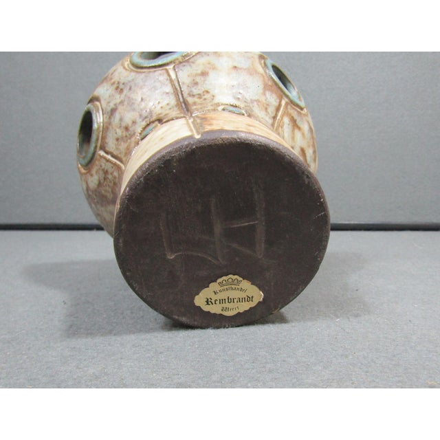 Brown 1970s Hannie Mein Signed Dutch Studio Pottery Ceramic Tea Light Holder For Sale - Image 8 of 10