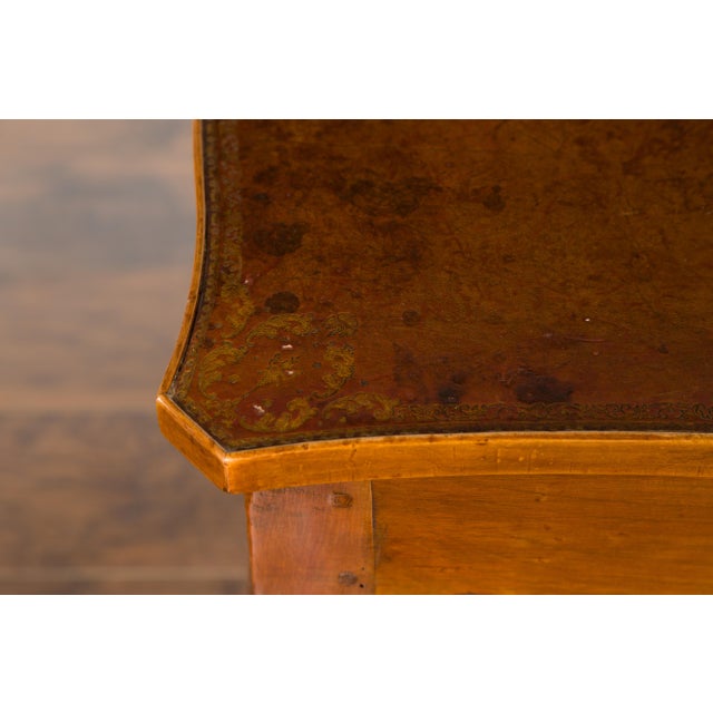 Brown French 19th Century Walnut Side Table with Leather Top and Long Lateral Drawer For Sale - Image 8 of 12