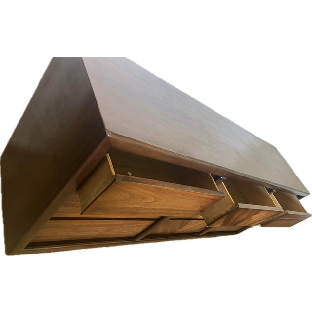 Mid-Century Modern Chevron Book-Matched Walnut Dresser by Lane Alta Vista Furniture Company, C. 1970’s For Sale - Image 12 of 12