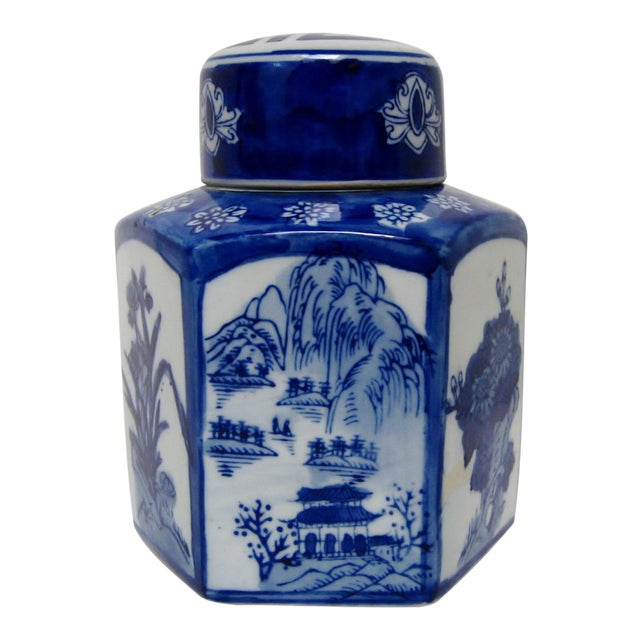 Hand Painted Chinese Porcelain Tea Jar Chairish
