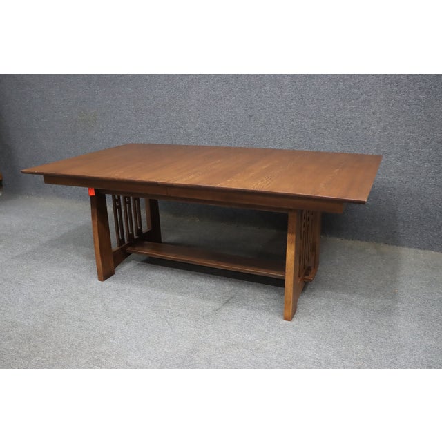 Arts & Crafts Stickley Highlands Extending Trestle Dining Table For Sale - Image 3 of 17