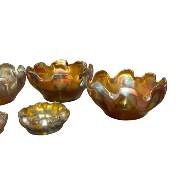 Tiffany Studios Louis Comfort Tiffany Favrile Glass Salt Dishes – Set of Eight - Early 20th C. For Sale - Image 4 of 9