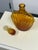 Late 20th Century Diamond Star Amber Pressed Glass Fan Form Decanter + Hobnail Stopper, Vintage For Sale - Image 5 of 12