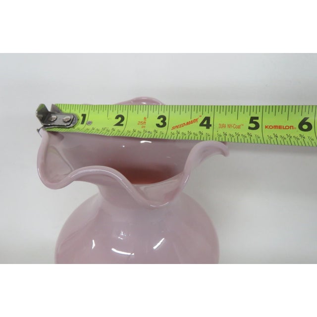 Mid-Century Modern Lavender Art Glass Vase Tapered Bulbous Shape With Ruffled Pie Crust Rim 4882b For Sale - Image 3 of 8
