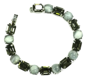 Vintage Designer Art Glass & Crystal Tennis Bracelet 1950s