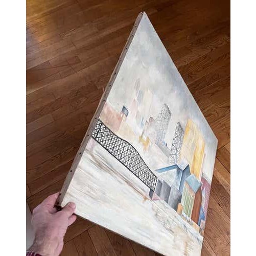American Industrial Landscape Painting, Signed Duff, 1942, Oil on Canvas, USA For Sale - Image 3 of 18