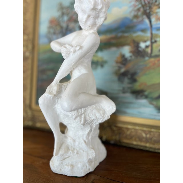 Sculpture Materials Vintage Plaster Nude Female Figurative Sculpture on Rock Formation - Mid-20th Century Classical Style For Sale - Image 7 of 10