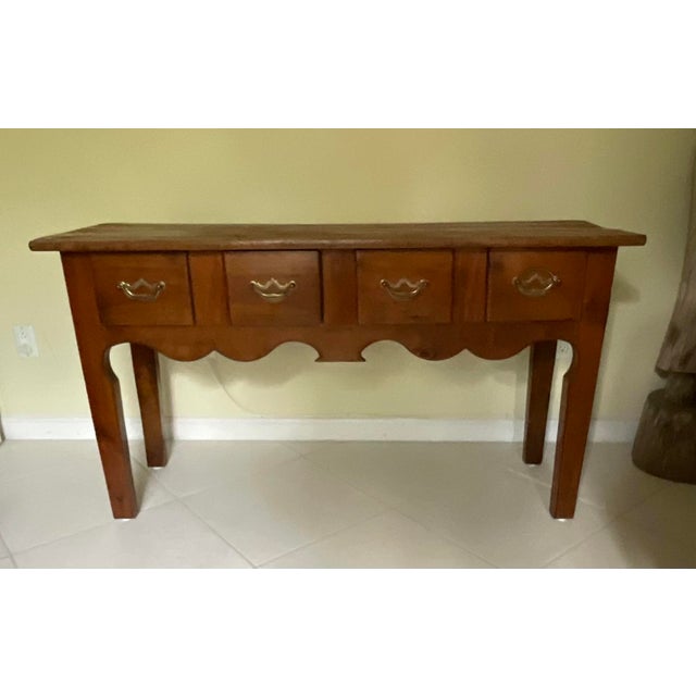 Antique Farmhouse Console Table Handcrafted Rustic Credenza Vintage Country For Sale - Image 12 of 17