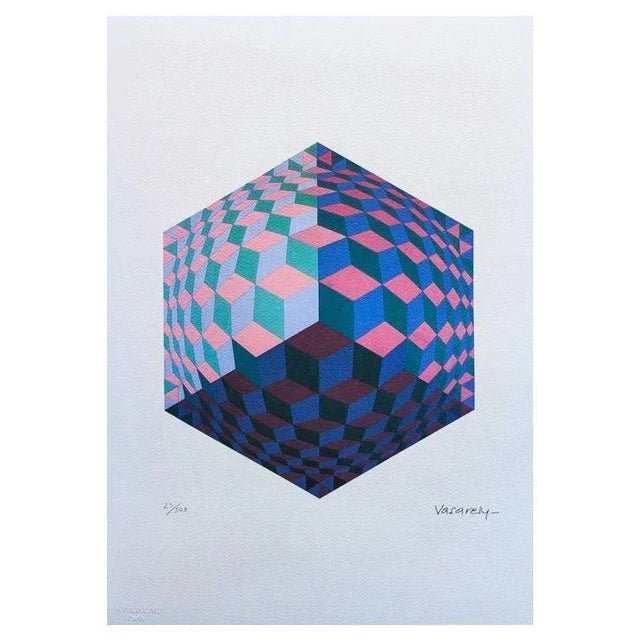 Victor Vasarely, Op Art Composition, 1970s, Lithograph For Sale - Image 10 of 10