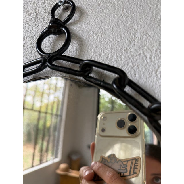 Oval Brutalist Chain Mirror, 1950 For Sale - Image 17 of 18