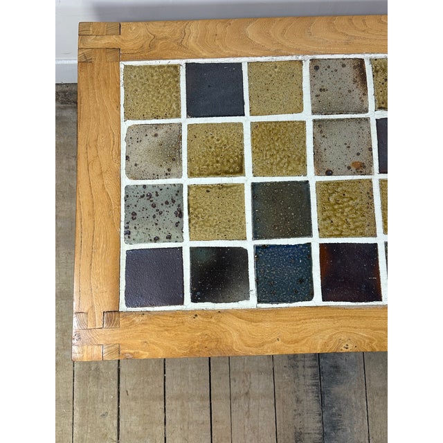 Coffee Table in Elm and Stoneware from Maison Regain, 1970s For Sale - Image 8 of 10