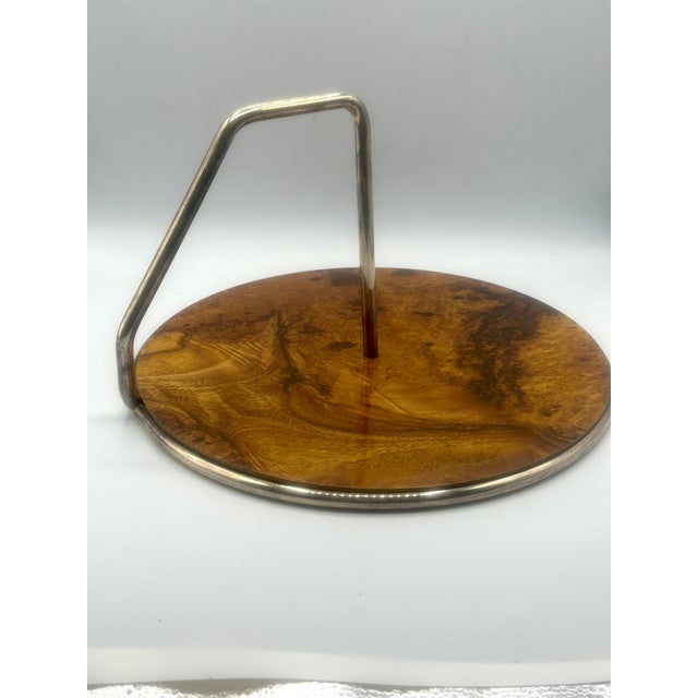Mid-Century Italian Silverplate and Faux-Bois Serving Tray, For Sale In Los Angeles - Image 6 of 15