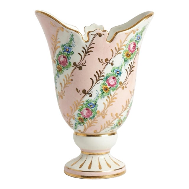 Vintage Italian Hand-Painted Majolica Vase For Sale