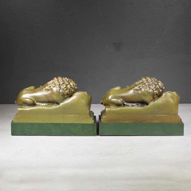 Early 20th Century Antique Swiss Guard Bronze Lion Bookends Bookends c.1920 For Sale - Image 5 of 8