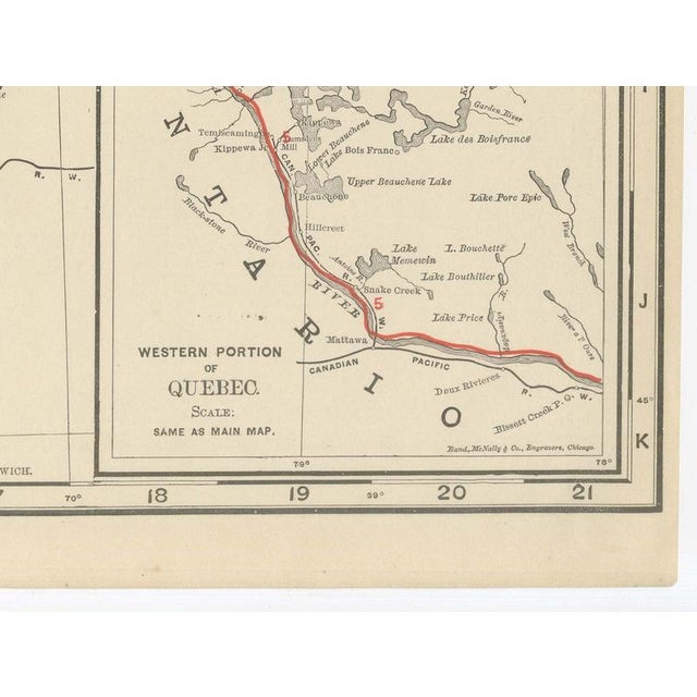 Antique Map of Quebec with Gaspé Inset from Rand McNally, 1899 For Sale - Image 9 of 12