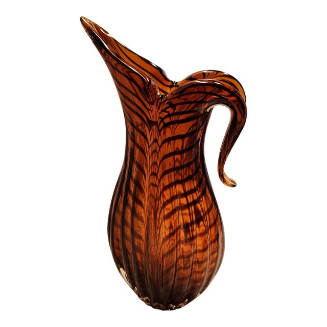 1970s Signed v. Nason Murano Art Glass Pitcher Authentic "Felicia"Technique-MCM Italy For Sale