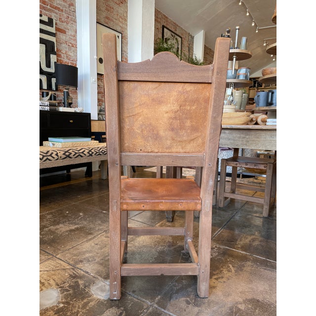 Spanish Colonial Style Rustic Leather Dining Room Chairs Set of 6