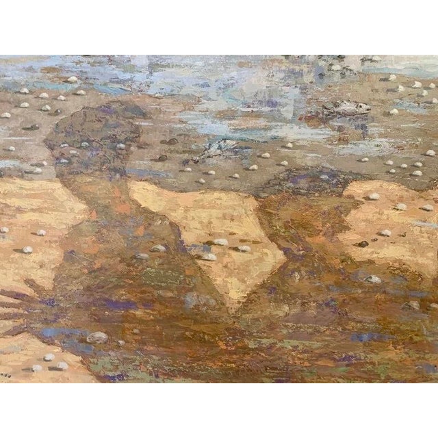 Contemporary Giampaolo Talani "The Shadows on the Beach" Oil on Board, Figurative Beach Scene, Italian Contemporary Art, Tuscan Coastal Art, 2000 For Sale - Image 3 of 9