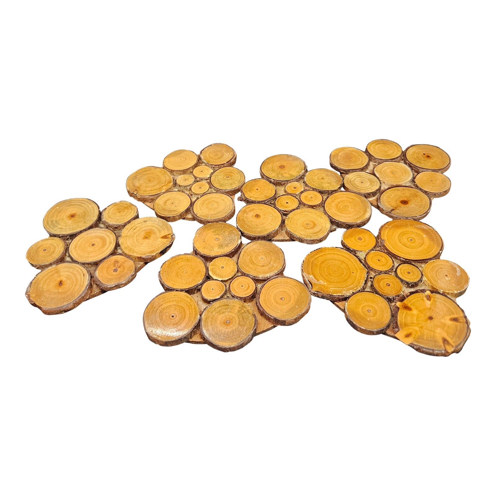 1984 House of Lloyd 6 Wooden Log Coasters | Chairish