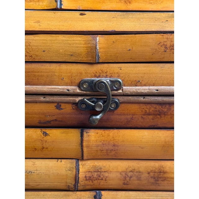 Midcentury Campaign Split Bamboo and Copper Trunk With Domed Lid For Sale - Image 10 of 13