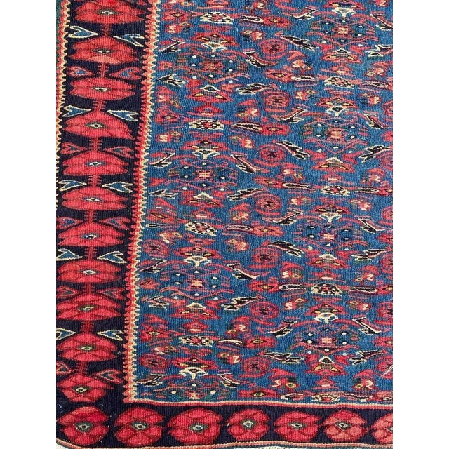 1980s Vintage Senneh Kilim Flat Rug For Sale - Image 5 of 14