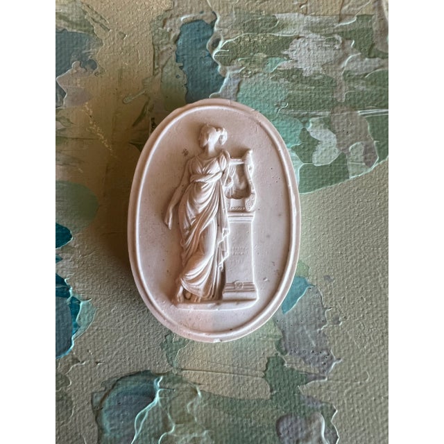 Roman Intaglio Mounted on Abstract Painted Canvas Oval Block, 5x7 Artwork For Sale - Image 4 of 12