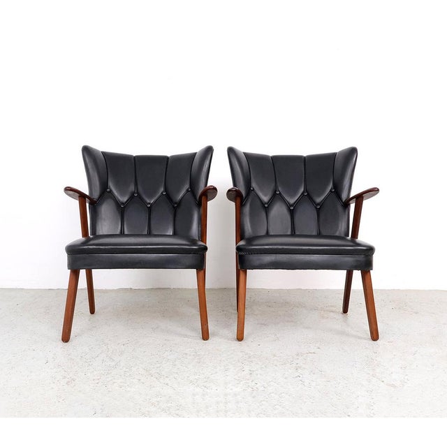 Mid-Century Modern Danish Chairs in Teak and Faux Leather from Erhardsen & Andersen, 1960s, Set of 2 For Sale - Image 3 of 17