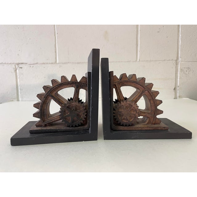 Vintage Grist Mill Metal Bookends, Pair Chairish
