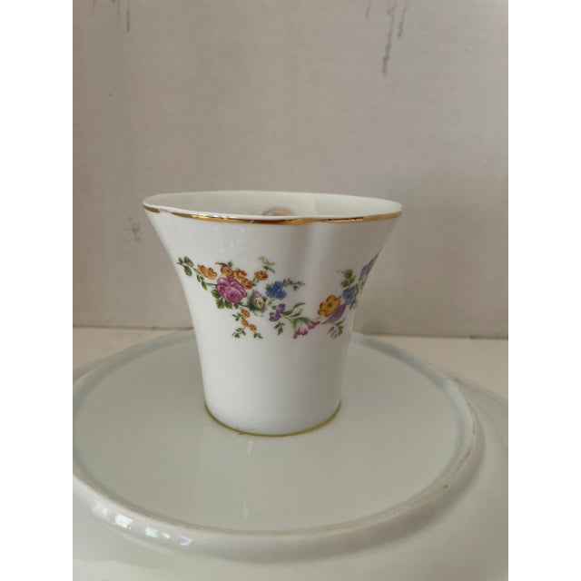 1980s Vintage "Casati Fine Porcelains" Germany Floral & Decorative Hand Painted Cake/Desert Pedestal For Sale In Phoenix - Image 6 of 8