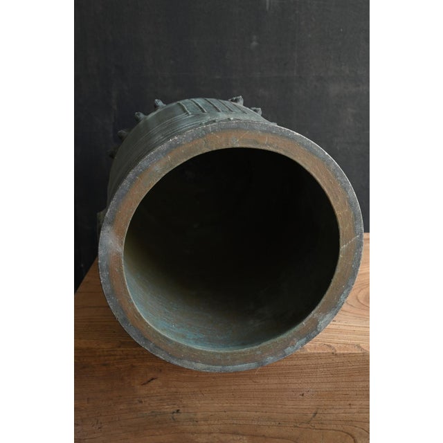 Antique Japanese Bronze Temple-Style Bell / Taisho-Showa / Hanging Bell, Patina For Sale - Image 17 of 18