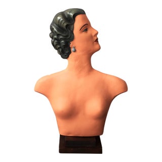 Early 20th Century Art Deco Plaster Bust Mannequin For Sale