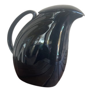 1970s Art Deco Black Hall Art Pottery Juice Pitcher With Lid For Sale