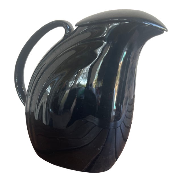 1970s Art Deco Black Hall Art Pottery Juice Pitcher With Lid For Sale