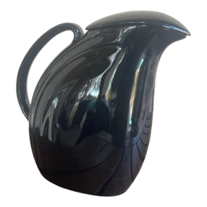 1970s Art Deco Black Hall Art Pottery Juice Pitcher With Lid