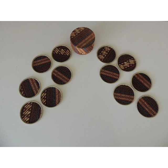 Textile Hand Woven Round Batik Fabric Coasters - Set of 12 For Sale - Image 7 of 8