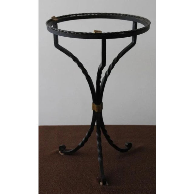 Mid-Century Modern Sofa End Tables in White Marble Top with Forged Iron Base, 1950s, Set of 2 For Sale - Image 3 of 11