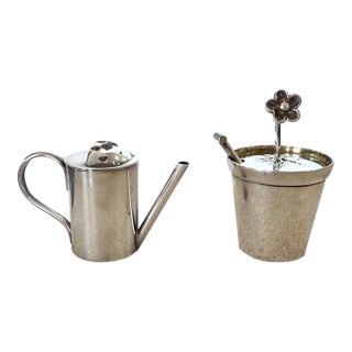 Tiffany & Co Sterling Watering Can and Pail W' Shovel Salt & Pepper For Sale
