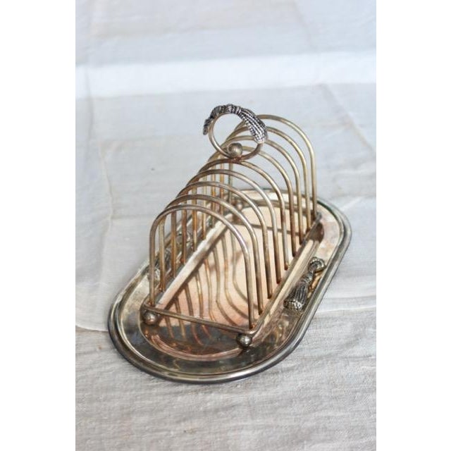 Silver Large Vintage Silver Metal Toast Rack with Curtain Bow Detail and Tray, 1970s, Set of 2 For Sale - Image 8 of 15