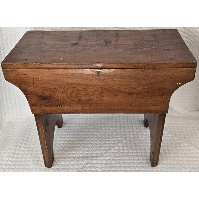 American Early American Primitive Wooden Stool or Bench, 19th Century For Sale - Image 3 of 5