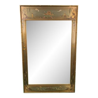 Vintage Casa Bique Italian Chinoiserie Hand-Painted Metal Wall Mirror For Sale