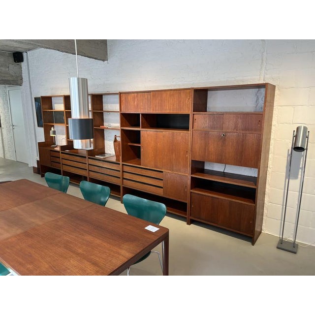 Wood Large Freestanding Wall Unit in Teak by Poul Cadovius for KLM, 1960s For Sale - Image 7 of 8