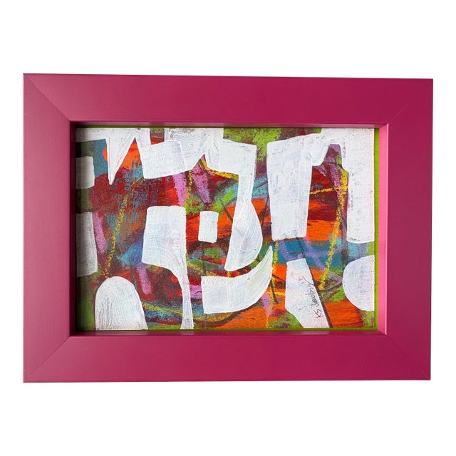 2025 Bright Southern Abstract Painting in Custom Frame For Sale
