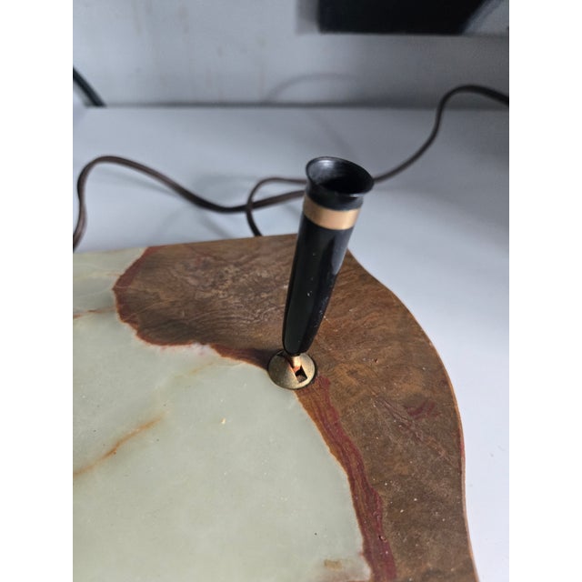 1910s Early Bronze Sphinx Bankers Lamp W Onyx Base & Pen Holder For Sale - Image 10 of 13