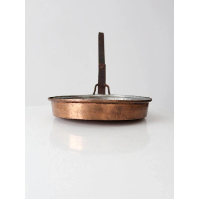 French Country Antique Copper Saute Pan For Sale - Image 3 of 13
