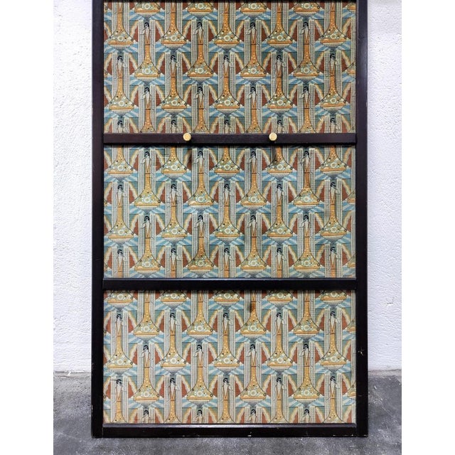 1920s Art Deco Compact Foyer Coat Rack with Klimt-Esque Fabric, Austria, 1920s For Sale - Image 5 of 14