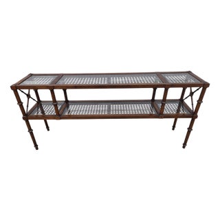 Vintage Faux Bamboo Cane Console Server Sideboard Sofa Table For Sale